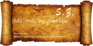 Sáfrány Zamfira névjegykártya